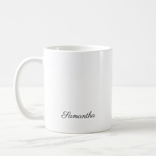 Modern födelsedagsmonogramnamn skript kaffemugg (Vänster)
