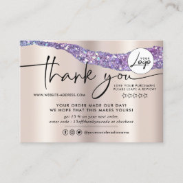 Modern Foil & Glitter Order Tack Visitkort