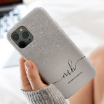 Modern foil silver glitter metallisk monogrammet<br><div class="desc">Modern silver glitter ombre guld glitter foil metallic monogrammed fodral med chic och giglitig glitter-glänsgradient med modern elegant-manusgrafi.</div>