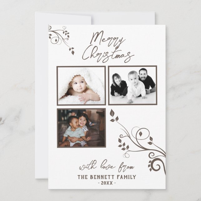 Modern Foliage 3 Photo Collage jul Kort (Framsida)