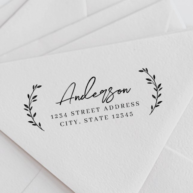 Modern Foliage Family Namn-Returadress Självfärgande Stämpel (Skapare uppladdad)