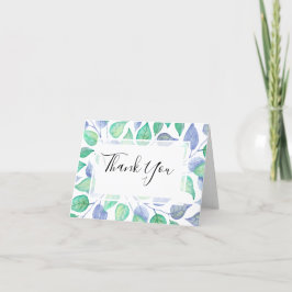 Modern Foliage Watercolor Dusty Blue Löv Bröllop Tack Kort