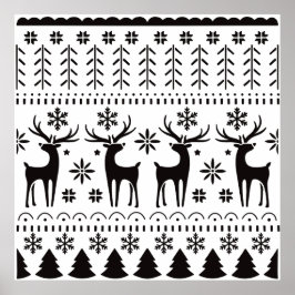 Modern Folk Art Christmas Reindeer Holiday Poster