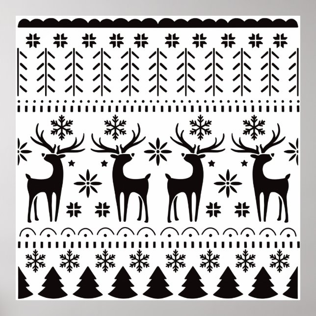 Modern Folk Art Christmas Reindeer Holiday Poster (Framsidan)