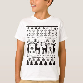 Modern Folk Art Christmas Reindeer Holiday T Shirt