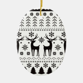 Modern Folk Art Christmas Reindeer Julgransprydnad Keramik