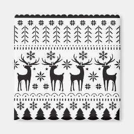 Modern Folk Art Christmas Reindeer Magnet