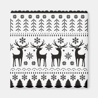 Modern Folk Art Christmas Reindeer Magnet