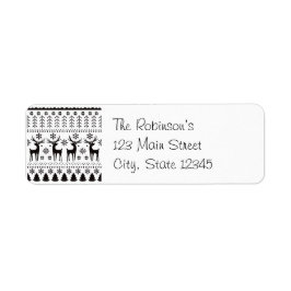 Modern Folk Art Christmas Reindeer Returadress Etikett