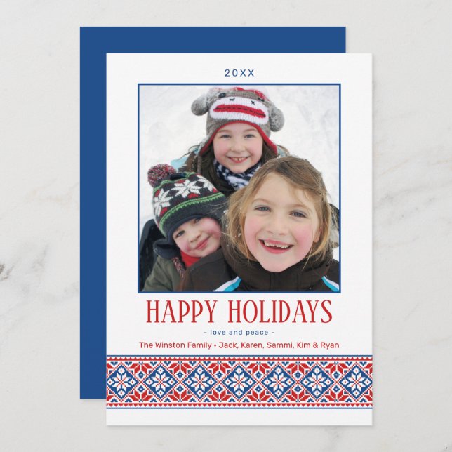 Modern Folk Art Embroidery | Slavic Mönster Julkort (Fram/baksida)