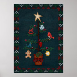 Modern Folk Art Julgran | Keries konst Poster