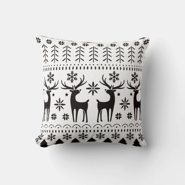 Modern Folk Art-julpryder Kudde (Framsida)