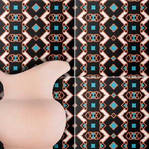 Modern Folk Black Symmetrical Geometric Mönster Kakelplatta