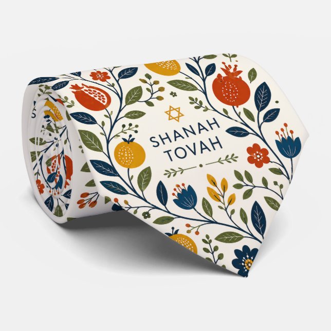 Modern folkkonst Shana Tovah botanisk  Slips (Rullad)