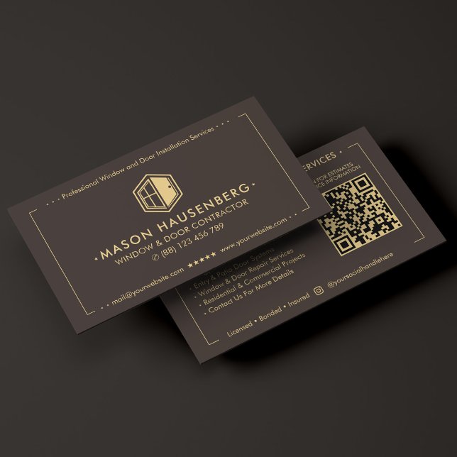 Modern fönster dörr entreprenör Espresso  Visitkort (Modern Window Door Contractor Espresso Business Card
)