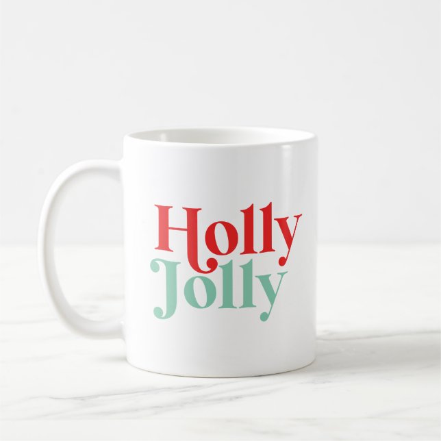 Modern Font Boho Holly Jolly jul Kaffemugg (Vänster)