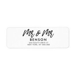 Modern font Mr & Mr. gay bröllop returadress Returadress Etikett