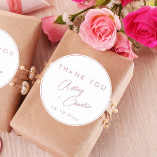 Modern Font Rose Gold Tack För Högtidspresent Tag Runt Klistermärke