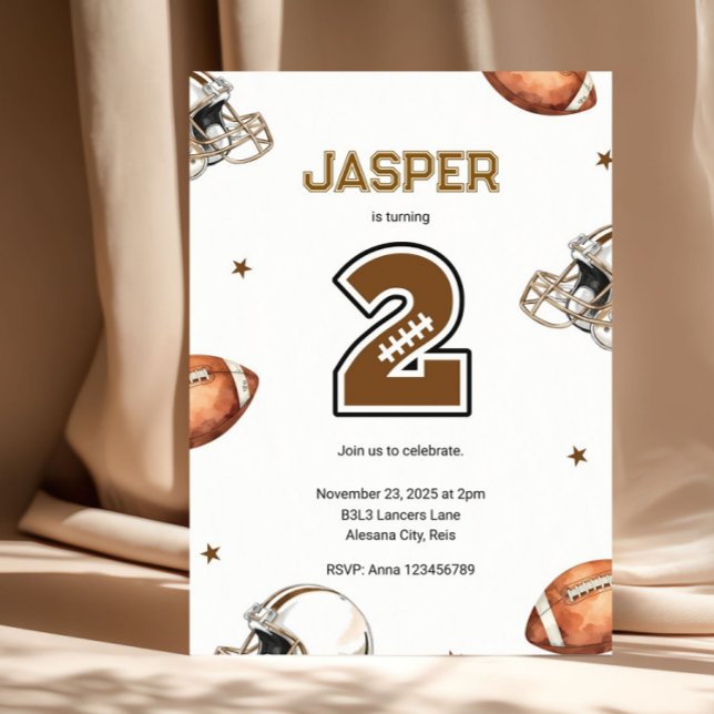 Modern Football 2-årsjubileum Inbjudningar (Football 2nd Birthday Party Invitation)