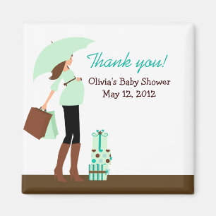Modern för baby showerfavör för mamma (grön) magnet