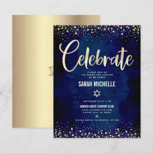 Modern för bat mitzvah guldfold Glitter Tilläggskort