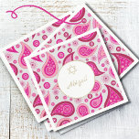 Modern för bat mitzvah Rosa Guld Mönster Pappersservett<br><div class="desc">Ställ in scenen för ett modernt temat firande. Rosa är bakgrunden till färg för denna anpassningsbar för paisley elegant Bat mitzvah utformning med en David Star. Ändra enkelt informationen till din egen anpassningsbar party. Från en rad stationära anpassningsbar och produkter från Chessies Bra Design.</div>