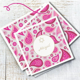 Modern för bat mitzvah Rosa Guld Mönster Pappersservett