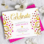 Modern för bat mitzvah Rosa, guldblomma Livets trä Tilläggskort<br><div class="desc">Var stolt, gladd och visa den här milstolpen av din favoritBat mitzvah! Den här abstrakten är den grafiska faux-folie-guld-träd med glatt rosa, orange och röd stjärna av David och punkt "löv" på vit bakgrund den perfekt party infogningen för personlig-vid detta särskilda tillfälle. En liten, mörk röd stjärna av David mönster...</div>