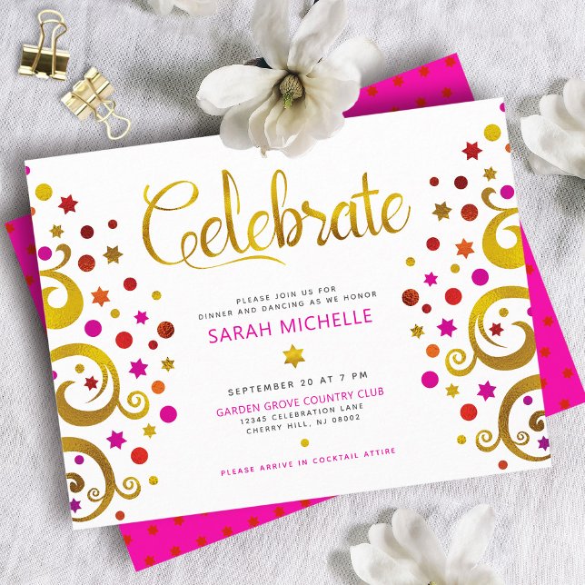 Modern för bat mitzvah Rosa, guldblomma Livets trä Tilläggskort (Skapare uppladdad)