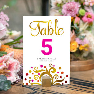 Modern för bat mitzvah Rosa och guldblomma i Livet Bordsnummer