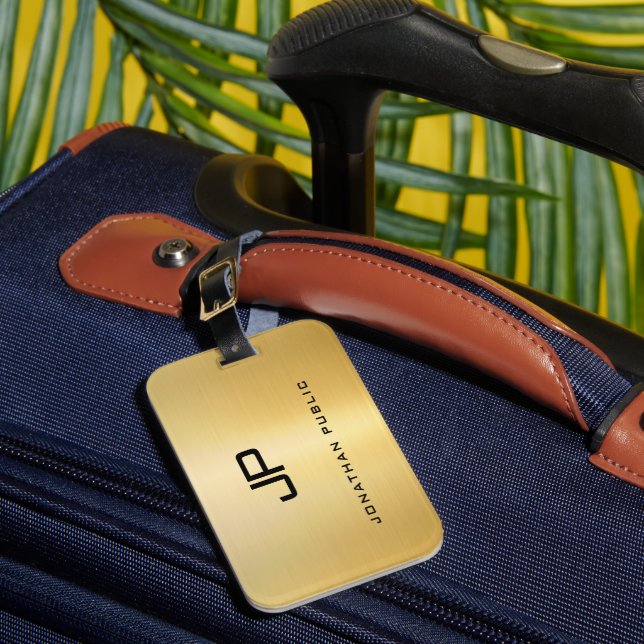 Modern för den moderna modellen Monogram Namn Faux Bagagebricka (Framsida Insitu 1)