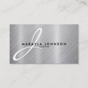 Modern & för elegant grå Monogram borstat Visitkort