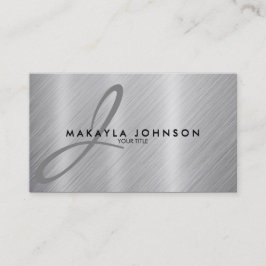 Modern & för elegant grå Monogram borstat Visitkort