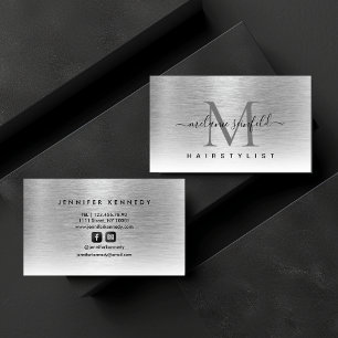 Modern för Elegant i silver Metall Visitkort