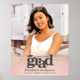 Modern för foto med fetstil i Rosa Studenten Poster