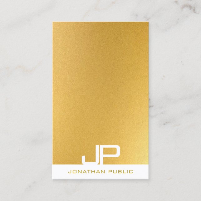 Modern för Kreativ Monogram Elegant Guld-mall Visitkort (Framsida)
