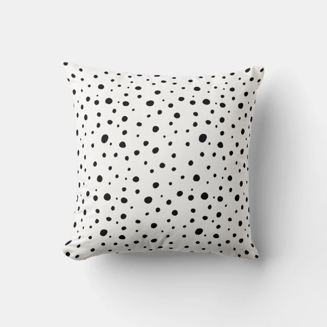 Modern för minimal Abstrakt i svart Polka dots Kudde (Framsida)