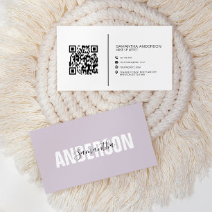 Modern för minimal Lilac Lavender QR-kod Visitkort