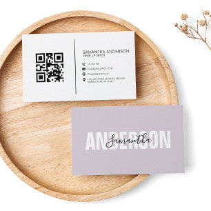 Modern för minimal Lilac Lavender QR-kod Visitkort