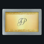 Modern för monogrammad Elegant i Guld Glitter<br><div class="desc">Monogrammed Elegant Modern Glamor Bälte Buckle för Glittren guld.</div>