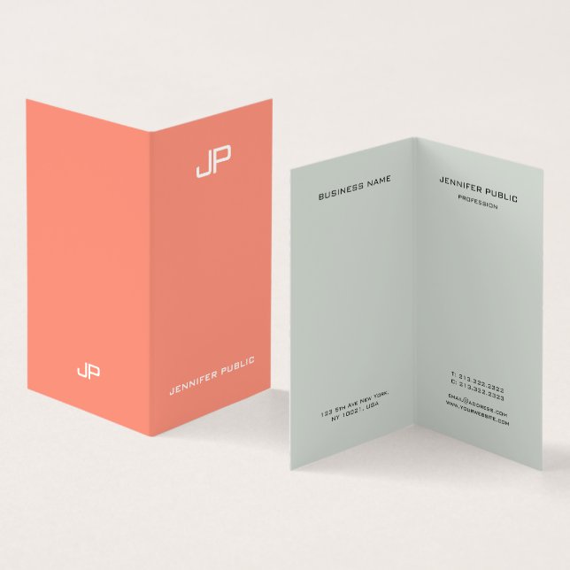 Modern för monogrammall för trendig Elegant Färg Visitkort (In- och utsida)