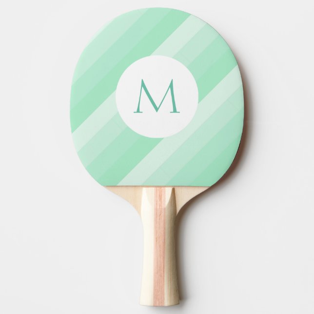Modern för monogrammed Mint-Grönt med stripe-mall Pingisracket (Framsidan)