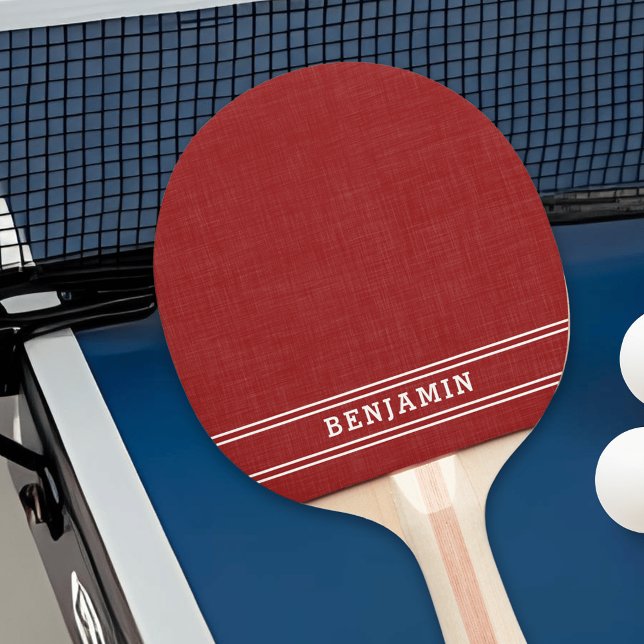 Modern för Monogrammed rött och vitt Rand Pingisracket (Red and White Ping Pong Paddle)