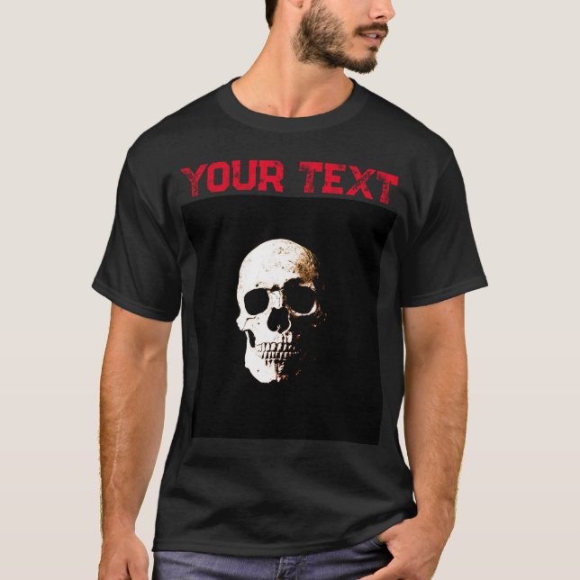 Modern för svart och röd Manar i malluppdelad text T Shirt (Framsida)