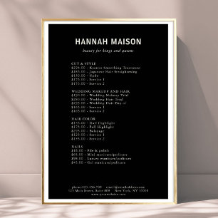 Modern förenkling, Professionell, salon, Pris list Poster