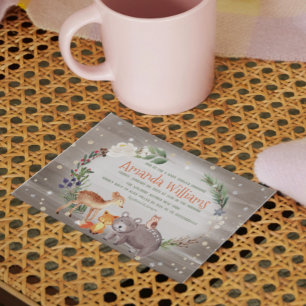 Modern Forest Friends Berries Cotton Baby Shower Inbjudningar