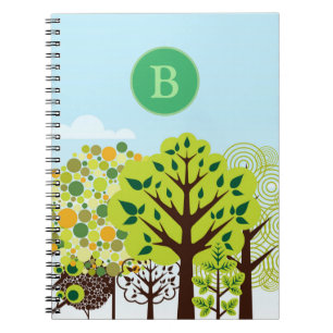 Modern Forest Garden Art Grönt Nature Monogram Anteckningsbok