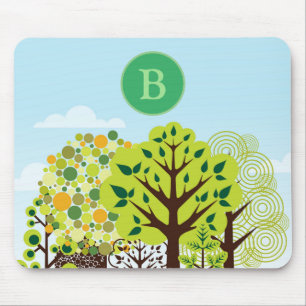 Modern Forest Garden Art Grönt Nature Monogram Musmatta