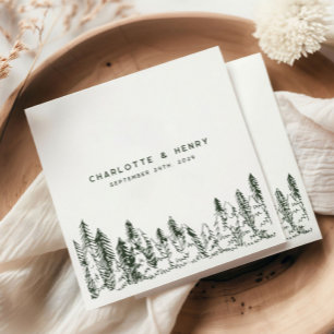 Modern Forest Gräs minimalist Evergreen Bröllop Pappersservett