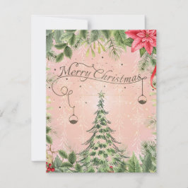 Modern Forest Greenery God jul Julkort